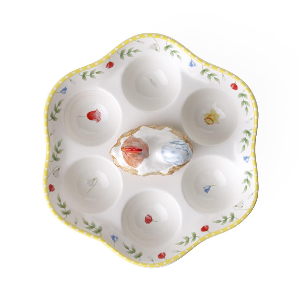 Villeroy & Boch Spring Awakening Egg Plate, Rooster & Hen, 20 cm